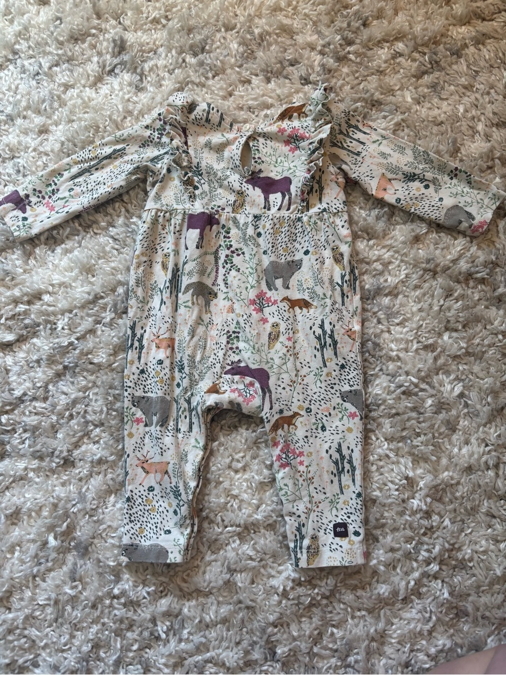 Tea Collection Long Sleeve Romper with Wildlife Print - Picture 2 of 5